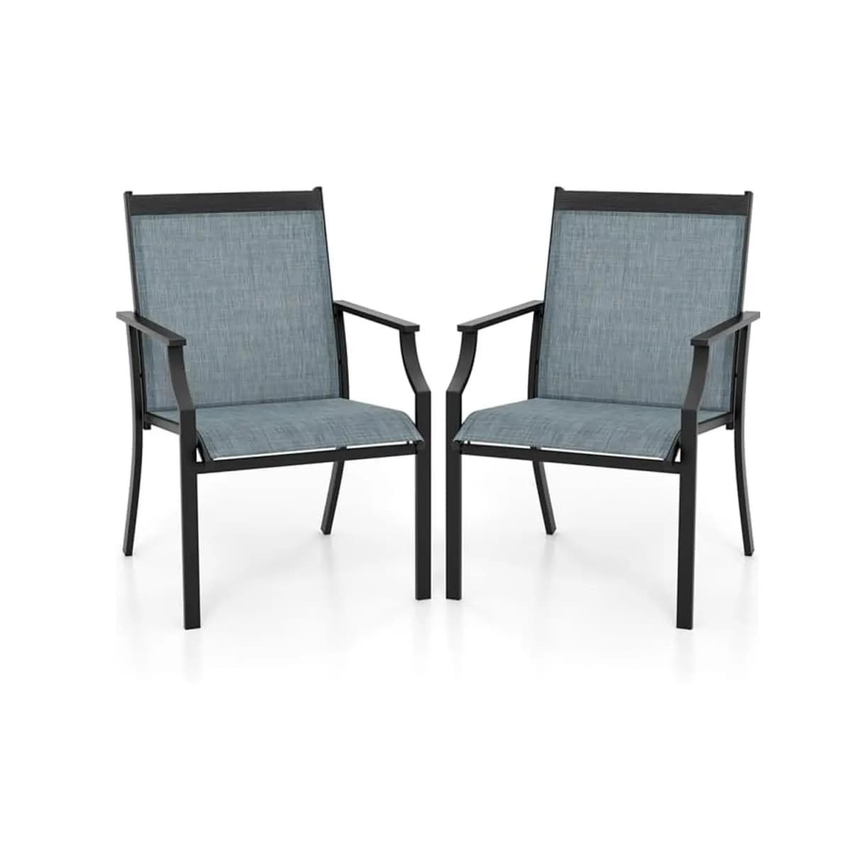 Set of 2 Garden Chairs, Patio Chairs with Wide Seat and Breathable Seat, Balcony Chairs, Outdoor Chairs up to 150 kg
