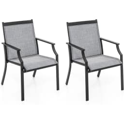 Set of 2 Garden Chairs, Patio Chairs with Wide Seat and Breathable Seat, Balcony Chairs, Outdoor Chairs up to 150 kg