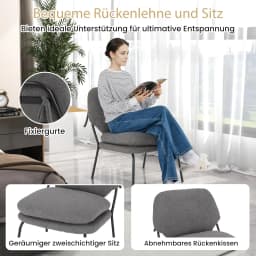 Dining Room Chair, Accent Chair with Teddy Fleece Cover, Seat Height 48 cm, Living Room Chair,Maximum Load 145 kg, Grey
