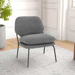 Dining Room Chair, Accent Chair with Teddy Fleece Cover, Seat Height 48 cm, Living Room Chair,Maximum Load 145 kg, Grey