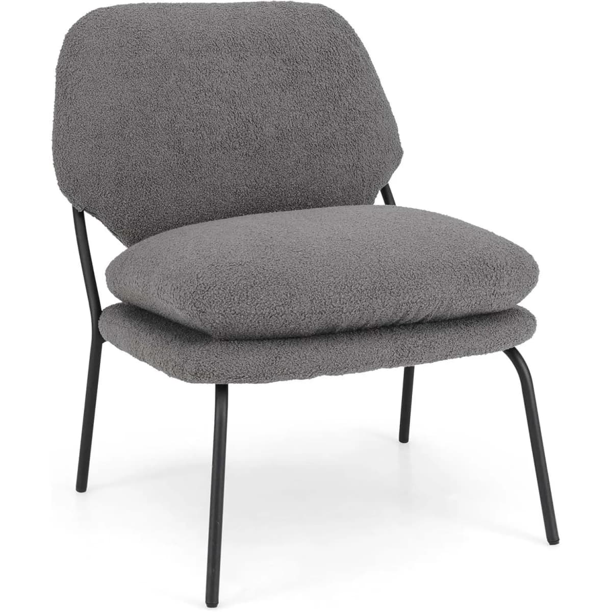 Dining Room Chair, Accent Chair with Teddy Fleece Cover, Seat Height 48 cm, Living Room Chair,Maximum Load 145 kg, Grey