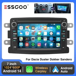 ESSGOO Android 14 Carplay Car Stereo Radio For Renault Dacia Duster Sandero Dokker Logan Lodgy Captur GPS SAT NAVI WIFI RDS BT