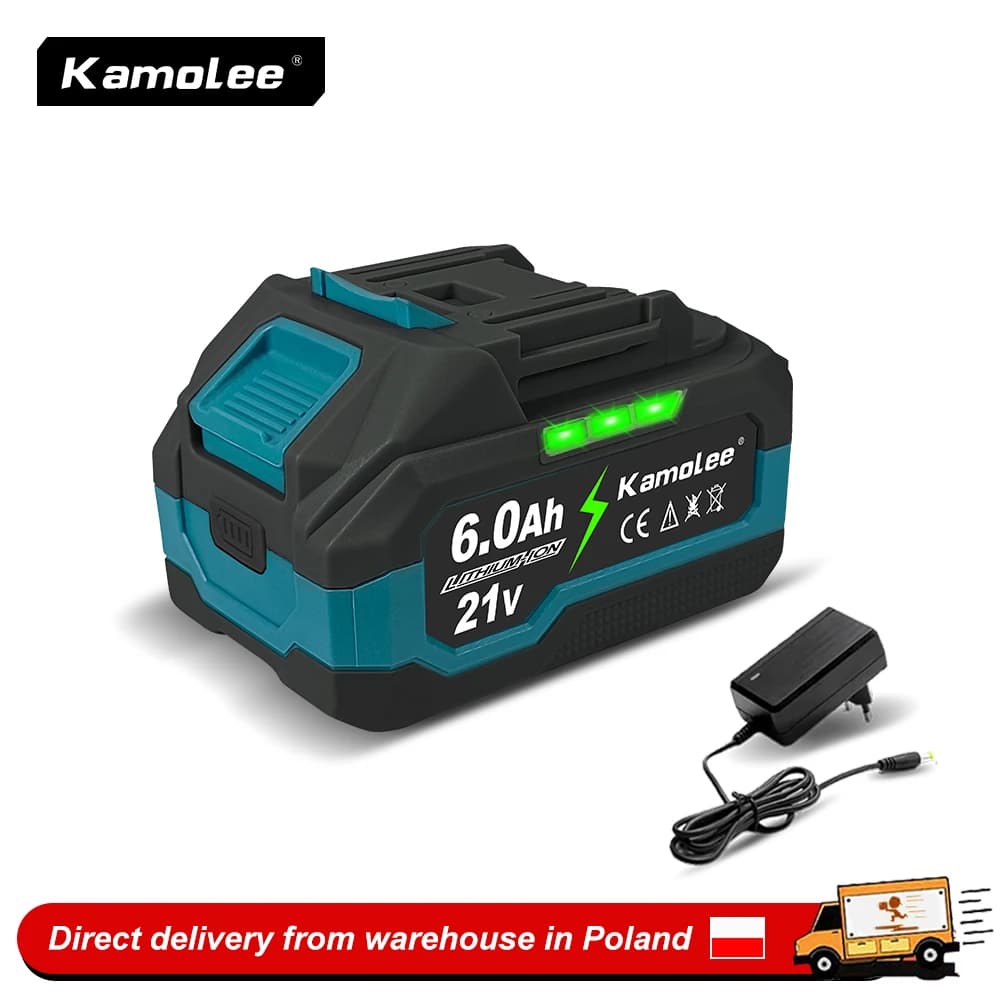 Kamolee 21V 6000mAh Lithium-ion Battery, Suitable for Kamolee Power Tools