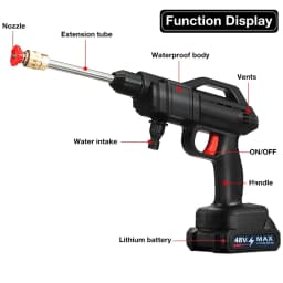 1500W Cordless High Pressure Washer Spray Water Gun Car Wash Pressure Water Cleaning Machine 40-50Bar with Rechargeable Battery