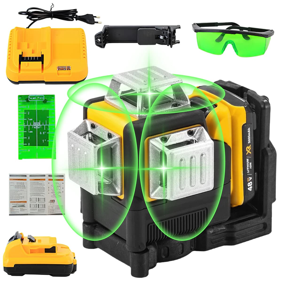 3D 12 Line 360 ° Self Leveling Green Laser Level With 12V Lithium Battery Horizontal And Vertical Professional Laser Level Tool