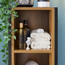SoBuy BZR62-PF bathroom High-wardrobe bathroom shelf bathroom wardrobe bathroom furniture with 3 open compartments and 1 door vintage BHT CA: 30X168X28cm