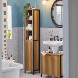 SoBuy BZR62-PF bathroom High-wardrobe bathroom shelf bathroom wardrobe bathroom furniture with 3 open compartments and 1 door vintage BHT CA: 30X168X28cm