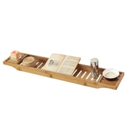 SoBuy FRG212-N 80cm long – Beautiful bamboo bathtub shelf, bathtub board, bathtub top, tub bridge