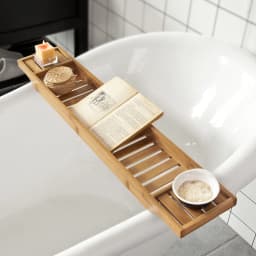 SoBuy FRG212-N 80cm long – Beautiful bamboo bathtub shelf, bathtub board, bathtub top, tub bridge