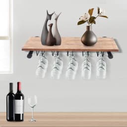 Wall-Mounted Wine Rack with Spacious Storage, Durable Pine Wood and Iron Construction, Stylish Black and Wood Design