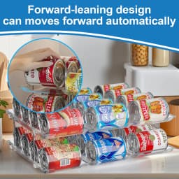 Free Combination Can Storage Rack, 3-Layer Stackable Refrigerator Canned Beer Drinks Storage Rack Automatic Rolling