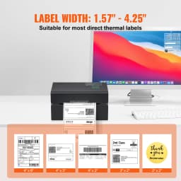 SucceBuy 300DPI Thermal Label Printer Bluetooth & Automatic Label Recognition Support Windows/Android for 4x6 Mailing Packages