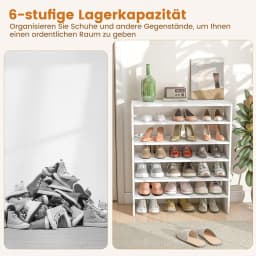 5-Tier Stackable Shoe Rack Open Shoe Cabinet 78 x 30 x 90 cm Wooden Shoe Rack for Entryway Hallway Freely Combinable White