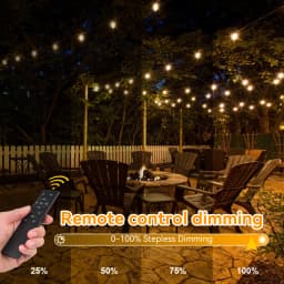 Outdoor Solar Garland String Light G40 LED Shatterproof Bulb 68FT Waterproof Patio Lamp with Remote Control for Wedding Backyard