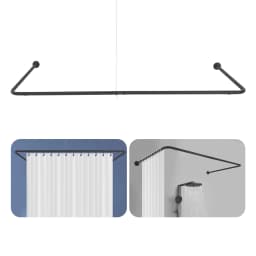 Shower Curtain Rod U-Shaped Wall-Mounted Curtain Pole Adjustable U Shape Curtain Rod Shower Curtain Rail