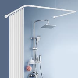 Shower Curtain Rod U-Shaped Wall-Mounted Curtain Pole Adjustable U Shape Curtain Rod Shower Curtain Rail