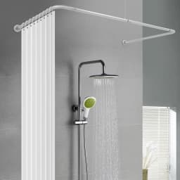 Shower Curtain Rod U-Shaped Wall-Mounted Curtain Pole Adjustable U Shape Curtain Rod Shower Curtain Rail