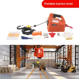 Portable Electric Hoist 1500W Wireless Remote Control Winch Crane Machine Hook Pulley System 500kg Capacity with Remote Control