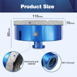 BRSCHNITT Diamond Drill Bit Dia 110mm Porcelain Tile Crowns For Granite Marble Stone Hole Saw Drill Core Bit