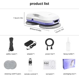 Smart Window Cleaning Robot with Dual Water Spray, Auto Robot Window Cleaner Edge Detection Remote Robotic Windows Washer
