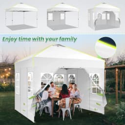 3x3m Pop Up Foldable Party Tent with 4 Sidewalls UV Protection Garden Gazebo with Mesh Ventilation Opening for Camping Steel Frame