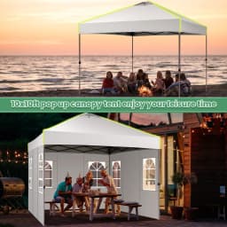 3x3m Pop Up Foldable Party Tent with 4 Sidewalls UV Protection Garden Gazebo with Mesh Ventilation Opening for Camping Steel Frame