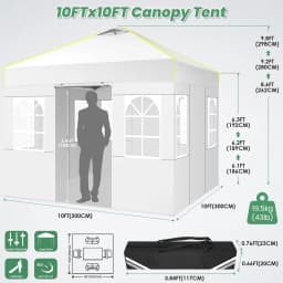 3x3m Pop Up Foldable Party Tent with 4 Sidewalls UV Protection Garden Gazebo with Mesh Ventilation Opening for Camping Steel Frame