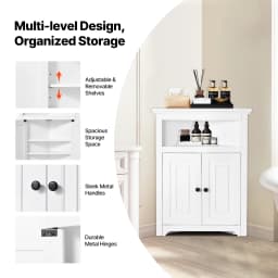 SucceBuy 32"/64"/68" Corner Storage Cabinet w/ Shelves Freestanding Corner Cabinet for Living Room Kitchen Laundry Room Bathroom