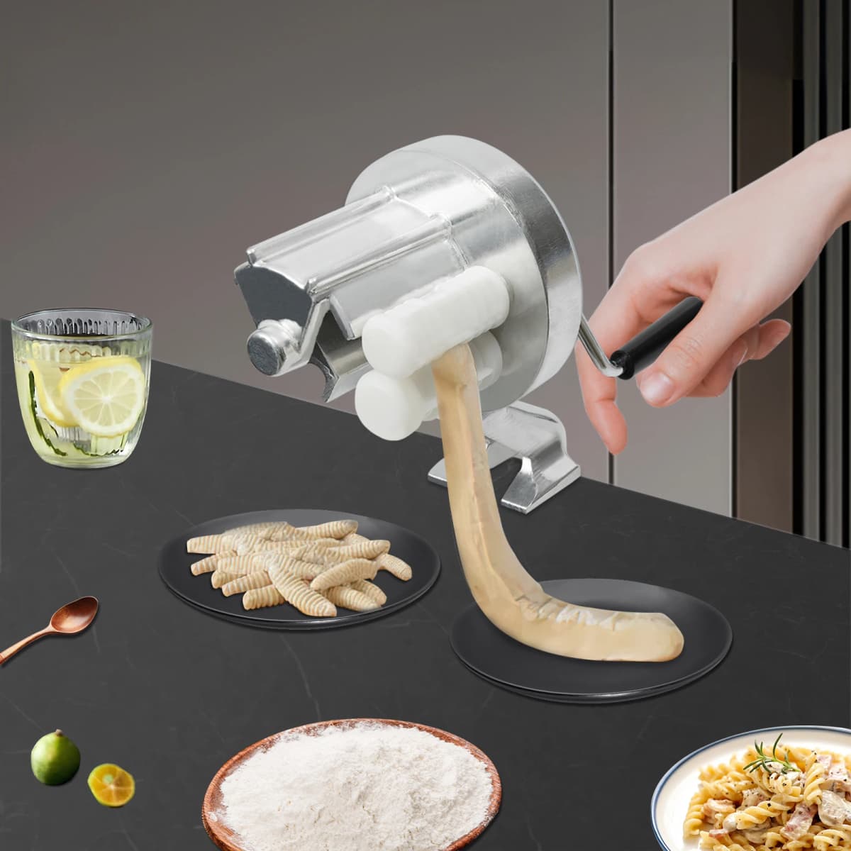 Pasta Maker Machine with Ergonomic Handle, Sturdy Aluminum Alloy Construction, Non-Slip and Comfortable Grip, Easy to Use,
