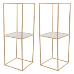 2Pcs Wedding Flower Stand 80cm Tall Rectangle Metal Column Rack with Storage Board for Centerpiece Birthday Party Decorations