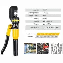 4/6/10/16/25/35/50/70mm² Hydraulic Clamp Home Hydraulic Crimping Tool DIY Cable Wiring Crimping Plier Cordless Hydraulic Press