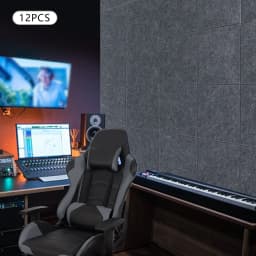 12Pcs High-Density Soundproof Panels Square Dark Grey Sound-Insulating Panels Wall Mount Sound Absorbing Wall Panels