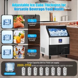 VEVOR Commercial Ice Cube Maker Ice Machine 270LBS/24H Cube Ice Machine