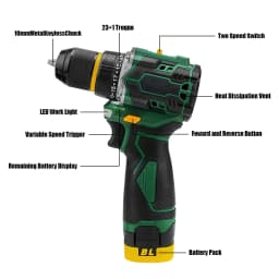 55N.M 10MM 23+1 Torque Brushless/Brushed (Yellow Kit) Electric Impact Drill Metal Ratchet Chuck Cordless Drill Electric Screwdriver DIY Power Tools