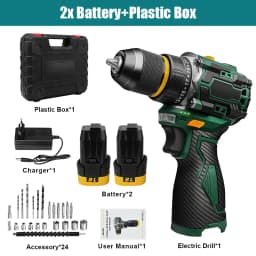 55N.M 10MM 23+1 Torque Brushless/Brushed (Yellow Kit) Electric Impact Drill Metal Ratchet Chuck Cordless Drill Electric Screwdriver DIY Power Tools