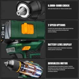 55N.M 10MM 23+1 Torque Brushless/Brushed (Yellow Kit) Electric Impact Drill Metal Ratchet Chuck Cordless Drill Electric Screwdriver DIY Power Tools