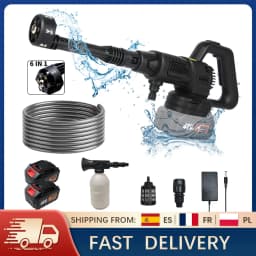 21V Electric High Pressure Washer 10Bar Cordless Garden Car Cleaning Gun with 6in1 Nozzle 5m Hose Foam Spray Cleaner Power Tool