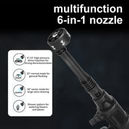 21V Electric High Pressure Washer 10Bar Cordless Garden Car Cleaning Gun with 6in1 Nozzle 5m Hose Foam Spray Cleaner Power Tool