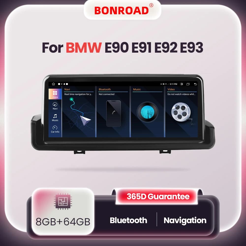 BONROAD Car Android Multimedia Player Radio Wireless Carplay Android auto For BMW 3 Series E90 E91 E92 E93 Touch Screen GPS