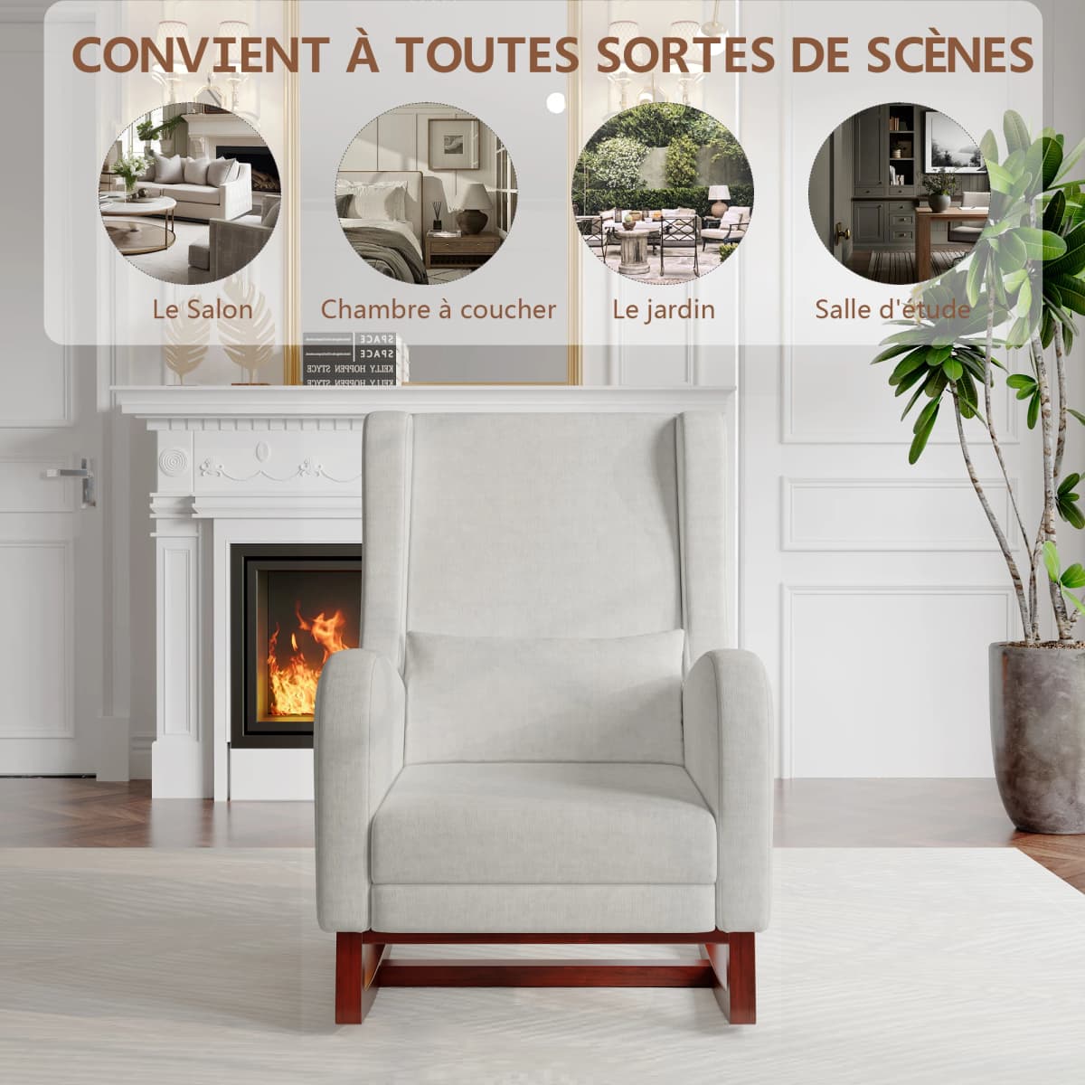 Rosahqnda Swing chair, high chair chair, Swing chair with Footrest, Modern Swing chair with armchair and Side bag