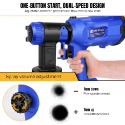 Cordless Paint Sprayer 1500mAh Li-ion Battery with 1000ML Detachable Tank, 3 Spray Patterns Spray Gun, 4 Various Copper Nozzle