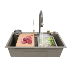 80*45cm Multifunctional Waterfall Sink Stainless Steel Practical Built-in Sink With Cleaning Sink Draining Basket