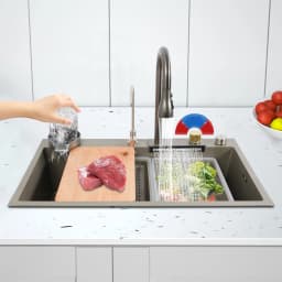80*45cm Multifunctional Waterfall Sink Stainless Steel Practical Built-in Sink With Cleaning Sink Draining Basket