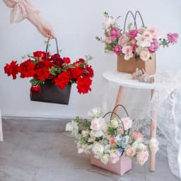 Pink PVC Waterproof Fower Box Bag Paper Square Portable Florist Handy Flower Bags Mini Wedding Favor Party Rose Storage Box Gift
