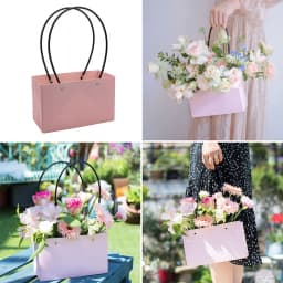 Pink PVC Waterproof Fower Box Bag Paper Square Portable Florist Handy Flower Bags Mini Wedding Favor Party Rose Storage Box Gift