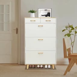 Free Standing shoe cabinet W/ 3 folding racks & 2 drawers, 80*24*135cm Shoe Cabinet for Entrances, Cloakrooms, corridor