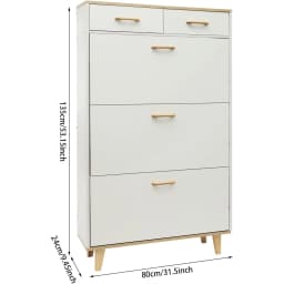 Free Standing shoe cabinet W/ 3 folding racks & 2 drawers, 80*24*135cm Shoe Cabinet for Entrances, Cloakrooms, corridor