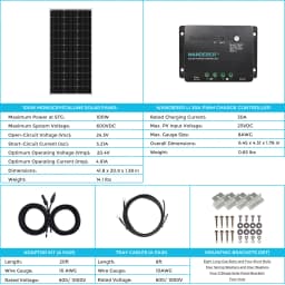 Renogy 100W 12V Solar Panel Starter Kit, 100 Watt Monocrystalline Solar Panel, 30A LCD PWM Charger Controller, Adaptor Kit