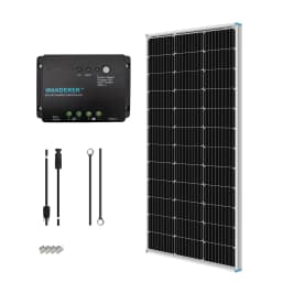 Renogy 100W 12V Solar Panel Starter Kit, 100 Watt Monocrystalline Solar Panel, 30A LCD PWM Charger Controller, Adaptor Kit