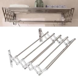 Wall Mounted Clothes Drying Rack Shelf Folding Dryer Hanger For Laundry Room Expandable Folding Clothes Drying Towel Rack